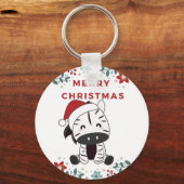 Zebra kerstZebras Winter Dieren Sleutelhanger (Voorkant)