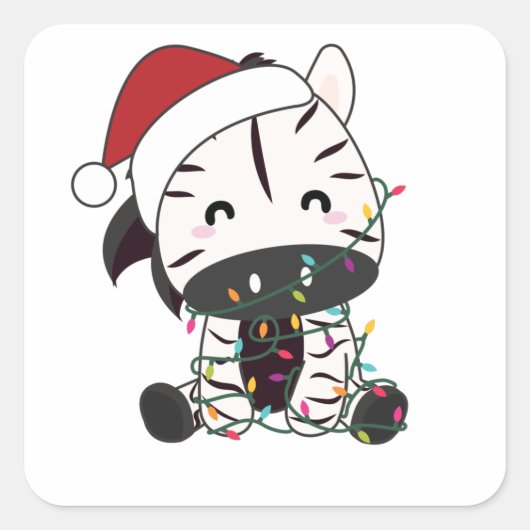 Zebra kerstZebras Winter Dieren Vierkante Sticker (Voorkant)