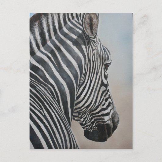 Zebra Kijk naar het Briefkaart van de Wildlife Art (Voorkant)