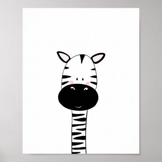 Zebra-kinderkamerprint Zwart-wit moderne dierentui Poster (Voorkant)