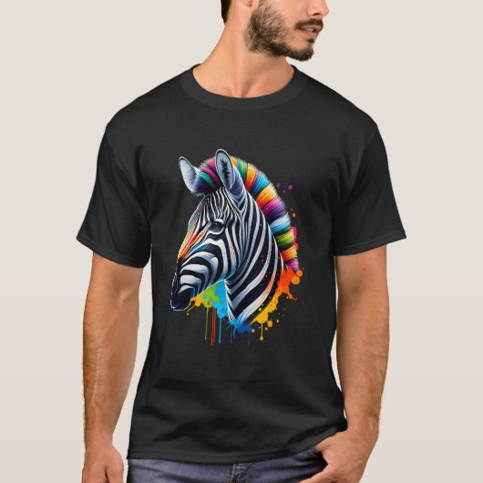 Zebra Kleurrijk kunstwerk Schattigee Zebra Waterve T-shirt (Voorkant)