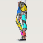 Zebra, kleurrijke pop kunst, abstract, dieren      leggings (Links)