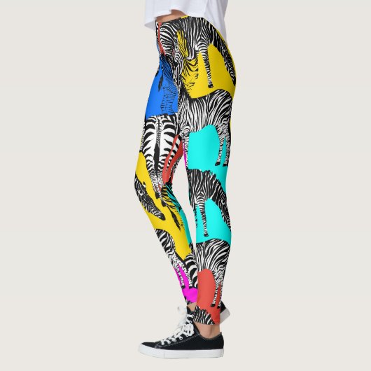 Zebra, kleurrijke pop kunst, abstract, dieren      leggings (Links)
