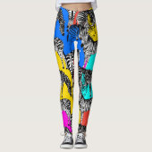 Zebra, kleurrijke pop kunst, abstract, dieren      leggings (Voorkant)