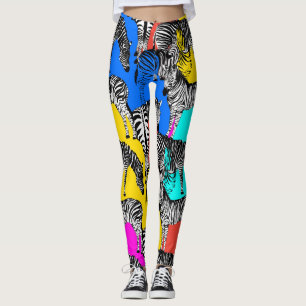 Zebra, kleurrijke pop kunst, abstract, dieren      leggings