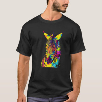 Zebra Kop Kleurrijke Pop Art T-shirt