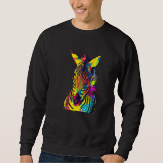 Zebra Kop Kleurrijke Pop Art Trui