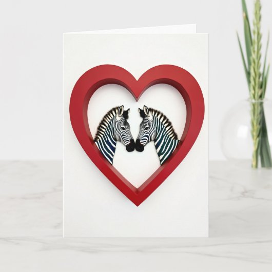 Zebra Koppel Liefde Hart Kaart (Voorkant)