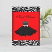 Zebra Kroonluchter Rode Zebra Sweet Sixteen Birthd Kaart (Staand voorkant)