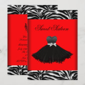 Zebra Kroonluchter Rode Zebra Sweet Sixteen Birthd Kaart (Voorkant / Achterkant)