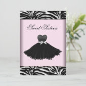 Zebra kroonluchter roze Zebra Sweet Sixteen Birthd Kaart (Staand voorkant)