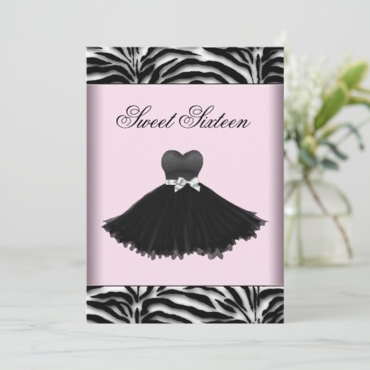 Zebra kroonluchter roze Zebra Sweet Sixteen Birthd Kaart (Staand voorkant)