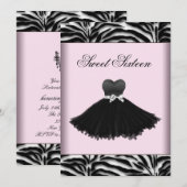 Zebra kroonluchter roze Zebra Sweet Sixteen Birthd Kaart (Voorkant / Achterkant)