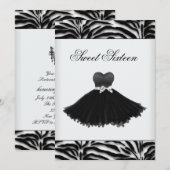 Zebra kroonluchter Zebra Sweet Sixteen Birthday Kaart (Voorkant / Achterkant)