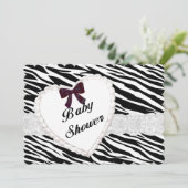 Zebra Lace Heart Baby shower Invitation Kaart (Staand voorkant)