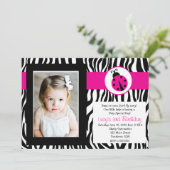 Zebra Lady Bug Party Birthday Uitnodiging (Staand voorkant)