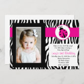 Zebra Lady Bug Party Birthday Uitnodiging (Voorkant / Achterkant)