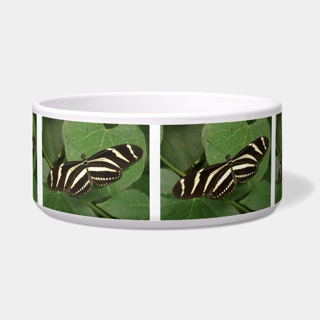 Zebra langwerpige Butterfly Dog Bowl Voerbakje (Voorkant)