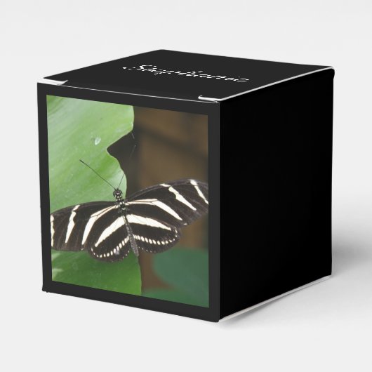 Zebra langwerpige vlinder - Aangepaste vetdoos Bedankdoosjes (Voorkant Zijde)