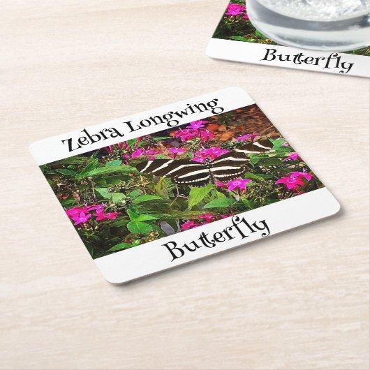 Zebra langwerpvlinder kartonnen onderzetters (Schuin)