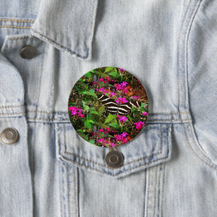 Zebra langwerpvlinder ronde button 7,6 cm