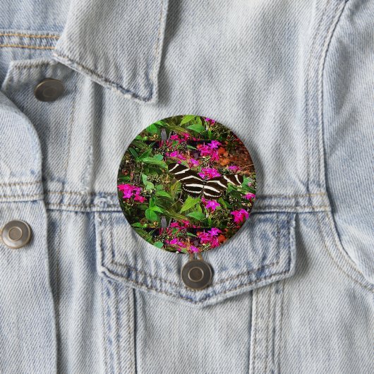 Zebra langwerpvlinder ronde button 7,6 cm (In situ)