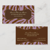 Zebra Lavendel Chocolade visitekaartjes (Voorkant / Achterkant)