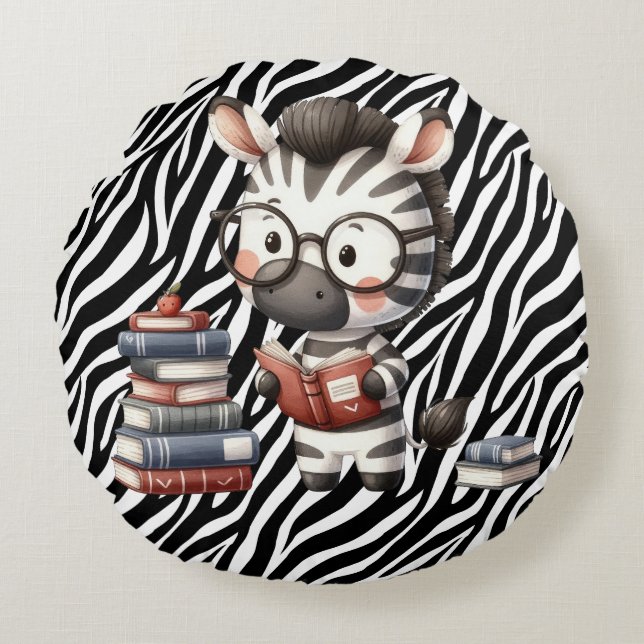 Zebra leesboeken. rond kussen (Voorkant)