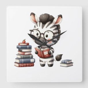 Zebra leesboeken. vierkante klok
