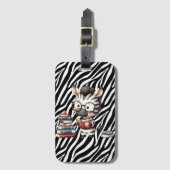 Zebra leest boeken. bagagelabel (Voorkant (verticaal))