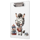 Zebra leest boeken. klembord (Links)