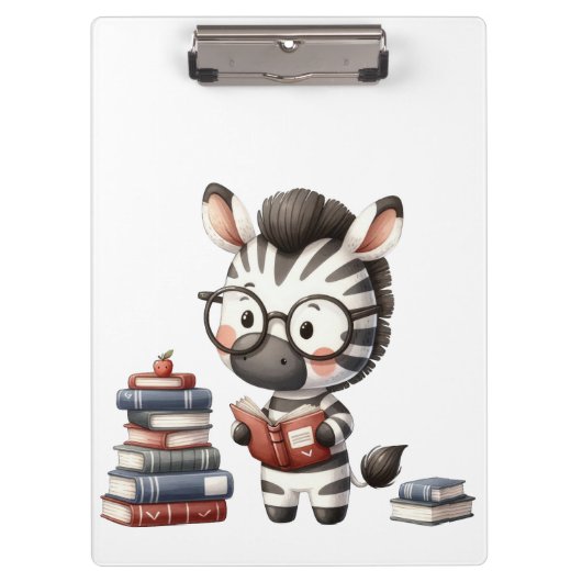 Zebra leest boeken. klembord (Voorkant)