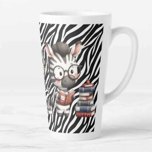 Zebra leest boeken. latte mok (Rechts)