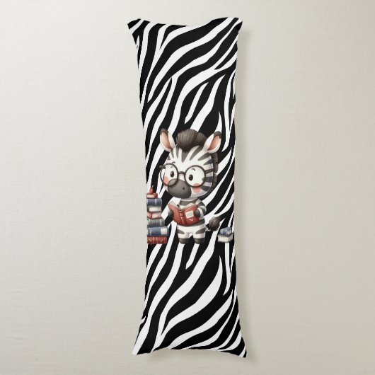 Zebra leest boeken. lichaamskussen (Voorkant Verticaal)