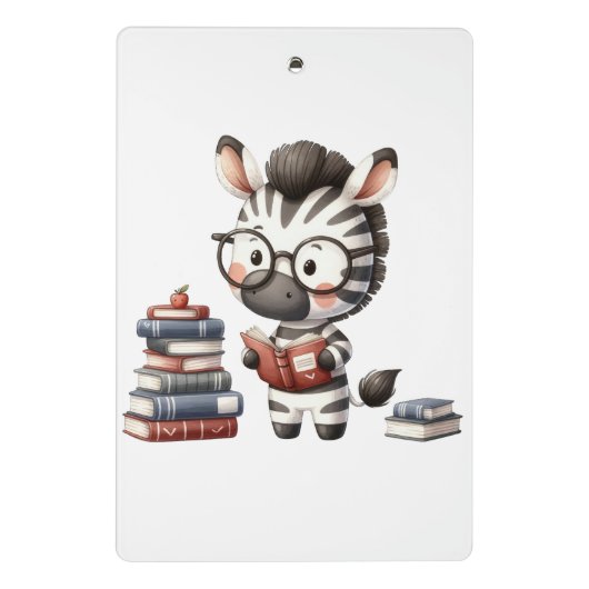 Zebra leest boeken. mini klembord (Achterkant)