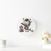 Zebra leest boeken. ronde klok (Huis)