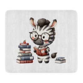 Zebra leest boeken. snijplank