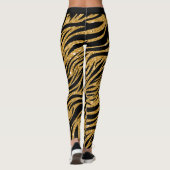 Zebra Leggings Vrouwen, Gold Glitter-look en zwart (Achterkant)