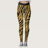 Zebra Leggings Vrouwen, Gold Glitter-look en zwart (Voorkant)