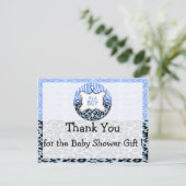 Zebra, Leopard Boy Baby shower Dank u Briefkaarten (Staand voorkant)