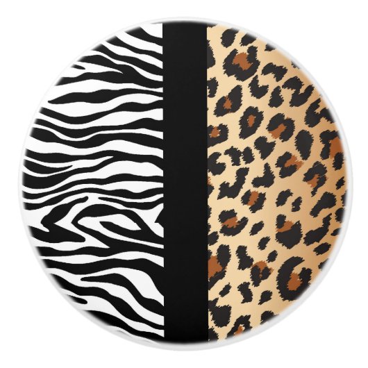 Zebra & Leopard Cheetah print dressoir kast Keramische Knop (Voorkant)