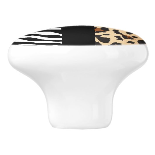 Zebra & Leopard Cheetah print dressoir kast Keramische Knop (Zijkant)