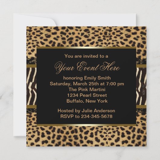 Zebra Leopard Kaart (Achterkant)