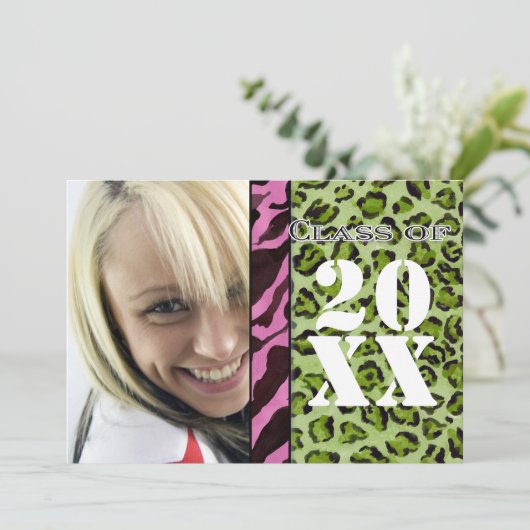 Zebra Leopard Print, Afstuderen aankondiging (Staand voorkant)