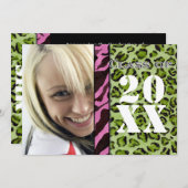 Zebra Leopard Print, Afstuderen aankondiging (Voorkant / Achterkant)