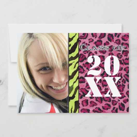 Zebra Leopard Print, Afstuderen aankondiging (Voorkant)