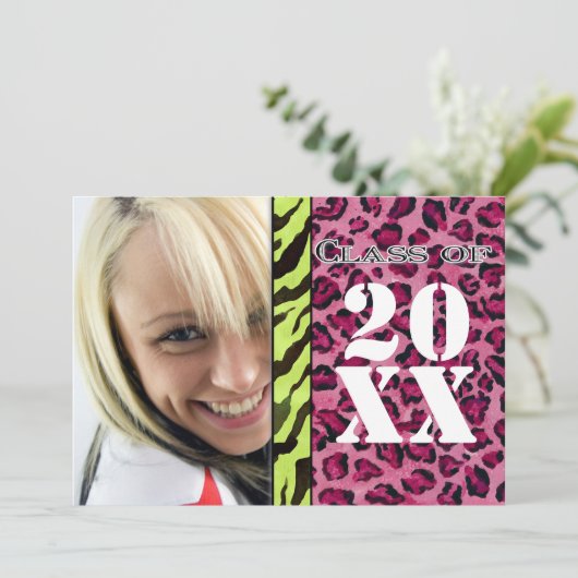 Zebra Leopard Print, Afstuderen aankondiging (Staand voorkant)