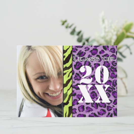 Zebra Leopard Print, Afstuderen aankondiging (Staand voorkant)