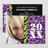 Zebra Leopard Print, Afstuderen aankondiging (Voorkant / Achterkant)