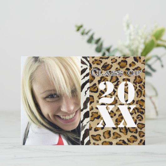 Zebra Leopard Print, Afstuderen aankondiging (Staand voorkant)